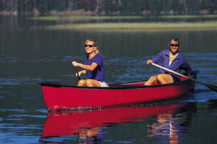 canoe and paddles
